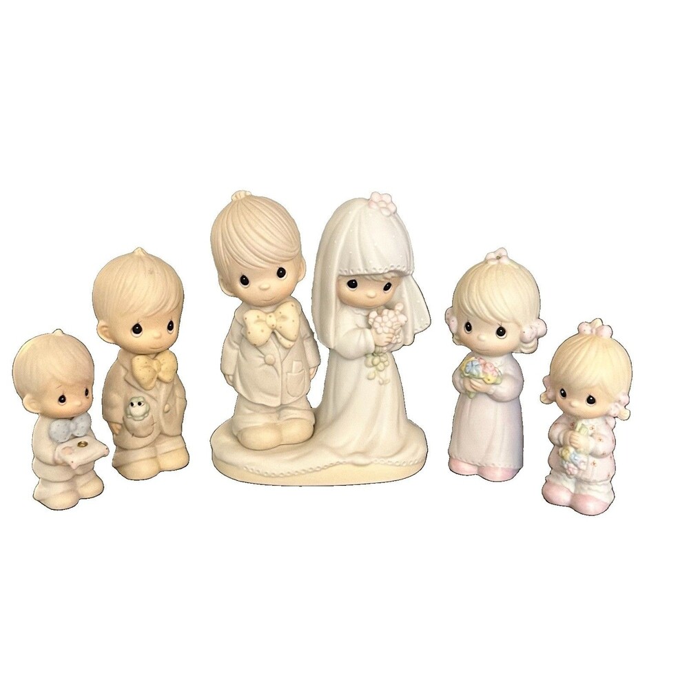 Precious Moments Bride Groom Best Man Bridesmaid Ring Bearer Flower Girl 5 Pcs